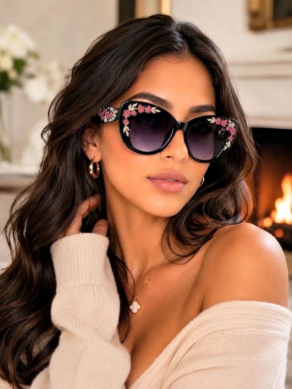 Floral Frame Sunglasses in different shades